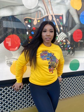 Yellow Organic Cotton Africa Map Sweatshirt (Unisex)
