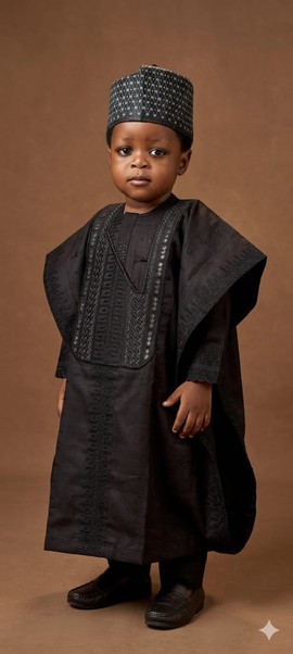 Classic black Agbada with embroidery