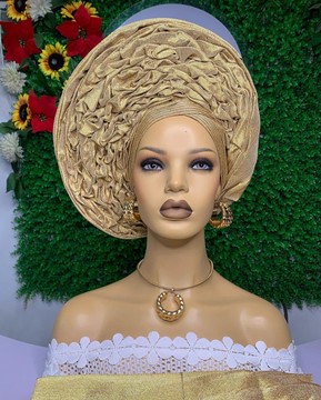 Cravate Auto Gele Aso Oke Or