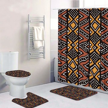(4 Piece) - Native African Bathroom Set Tribal Mudcloth Print (MORE SIZES AVAILABLE)