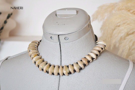 African cowrie shell collar necklace handmade jewelry