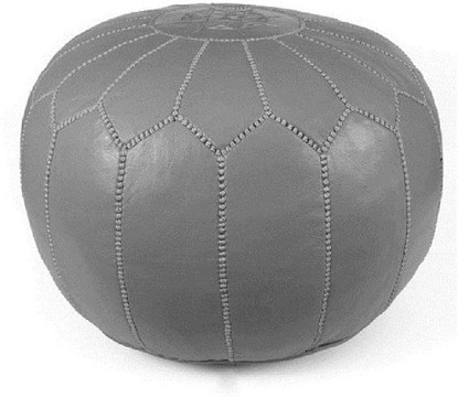 Grand pouf en vrai cuir Naturel Gris