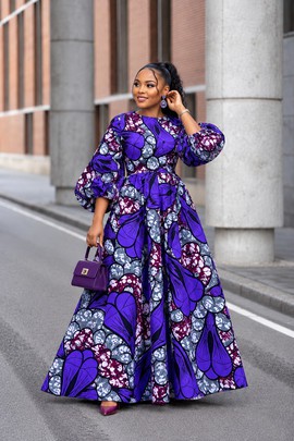 Robe longue africaine pour femme, robe de cérémonie spéciale coupe sirène à manches volantées