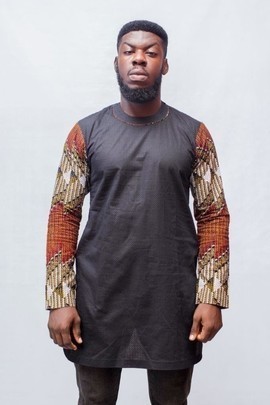 African Print and Cotton Mix Shirt, African Mens Clothing, African Print Shirt, Mens Clothing