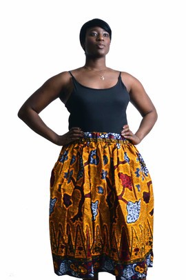 gold ankara midi skirt