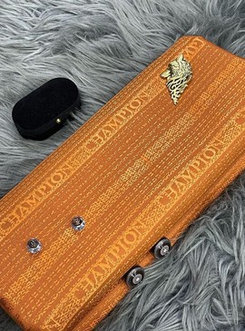 Damas de stock italien orange pour hommes, tissus pour hommes (6 yards)