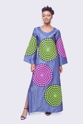 Jeans Dress with Ankara Patch Work Design,Womens Clothing, African Womens Clothing