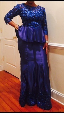 BlueTwo Piece Peplum