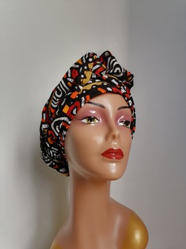 foulard / écharpe wax avec perles "sika sika"