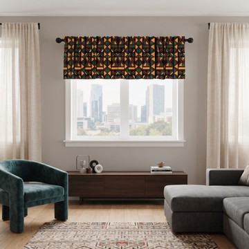 Valance de rideau en imprimé Ankara mosaïque africaine verte | Habillage de fenêtre africain | Bynelo