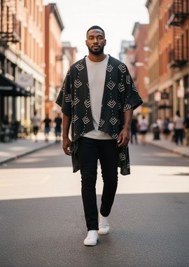 Cardigan Oversize à Motifs Géométriques – Élégance Bohème Chic