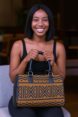 African Hand Bag Mud Cloth Zigzag Print Style