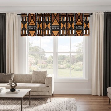 Tribal Harmony Curtain Valance | African Traditional Window Treatment | Bynelo