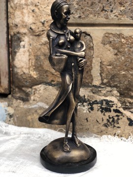 Sculpture en bronze de maman avec enfant / statue de décor à la maison / accessoire de statue de style intérieur