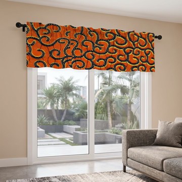 Colorful Orange Ankara Curtain Valance | African Window Décor | Bynelo