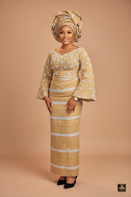 Aso-oke Embellished Maxi Dress with headwrap