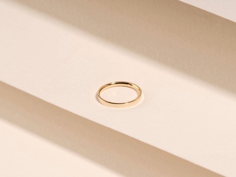 14k Yellow Gold Wedding Band (3 mm)  Rounded Dome + Comfort Fit | Simple Free Engrave