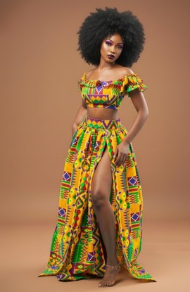 Ensemble 2 pièces – Haut et jupe en kente | Tenue en imprimé africain | Vêtements en ankara