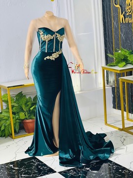 Robe de soirée longue en velours, robes de mariée, robes de bal