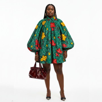 Robe courte en coton à imprimé floral et manches ballon Maple | MA