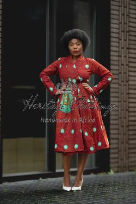 NALA RED AND GREEN WRAP DRESS