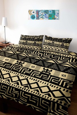 Mudcloth Beige Tribal Bedding Set Duvet and Pillow Covers (MORE SIZES AVAILABLE)