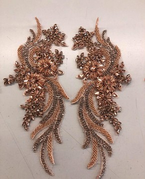 Luxury 2piece appliqué,appliqué, crystal applique.dinner dress embellishment