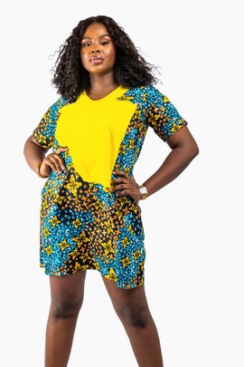 Ese Short Yellow Dress| Classic Ankara Short Gown| Gift For Her| Ankara