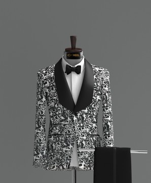 SILVER-BLACK JACQUARD TUXEDO SUIT. ........BEST SELLER