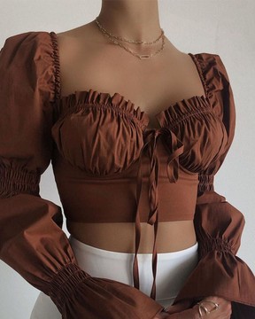 long sleeve crop top bustier