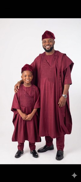 Father and Son matching classic Agbada with embroidery