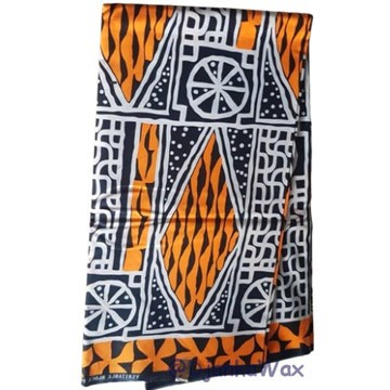 Tissu pagne Ndop satin Cameroun en coton léger 6 yards Orange
