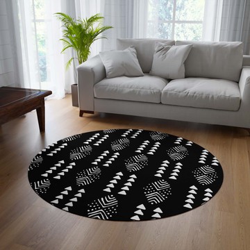 Traditional Round Rugs Black and White Vibrant Carpets (LARGER SIZES AVAILABLE)