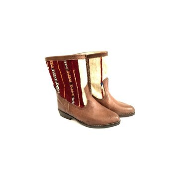 High-end handmade genuine leather and kilim boot.