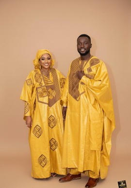 Couple's Bazin Agbada &amp; Bubu Set