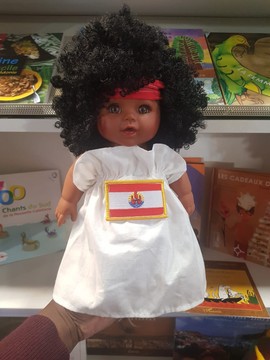 EMY Colibri Dolls Black Doll - White POLYNESIA Flag