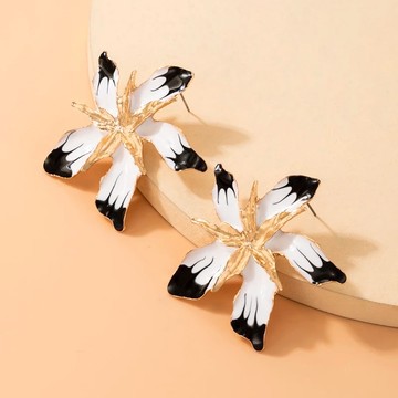 Boucles d'oreilles fleurs iris D'Afrique "black &amp; white"