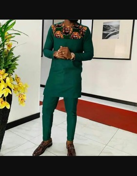 2 pièces, costume traditionnel africain pour hommes avec un pantalon assorti