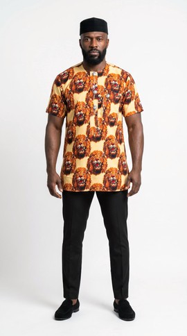 Isi Agu Mens Shirt, Igbo African Wedding Flannel Shirt