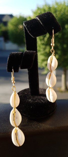 Natural cowrie earrings