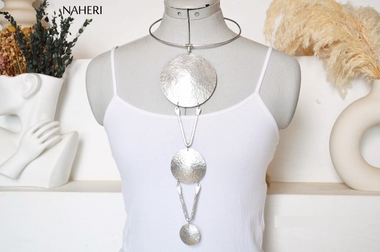 African inspired aluminum necklace hammered jewelry