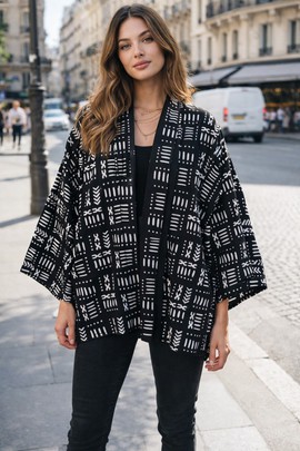 Kimono noir blanc Audrey