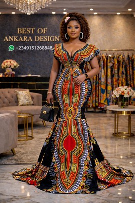 Ankara Mermaid Dress – Luxury African Evening Gown