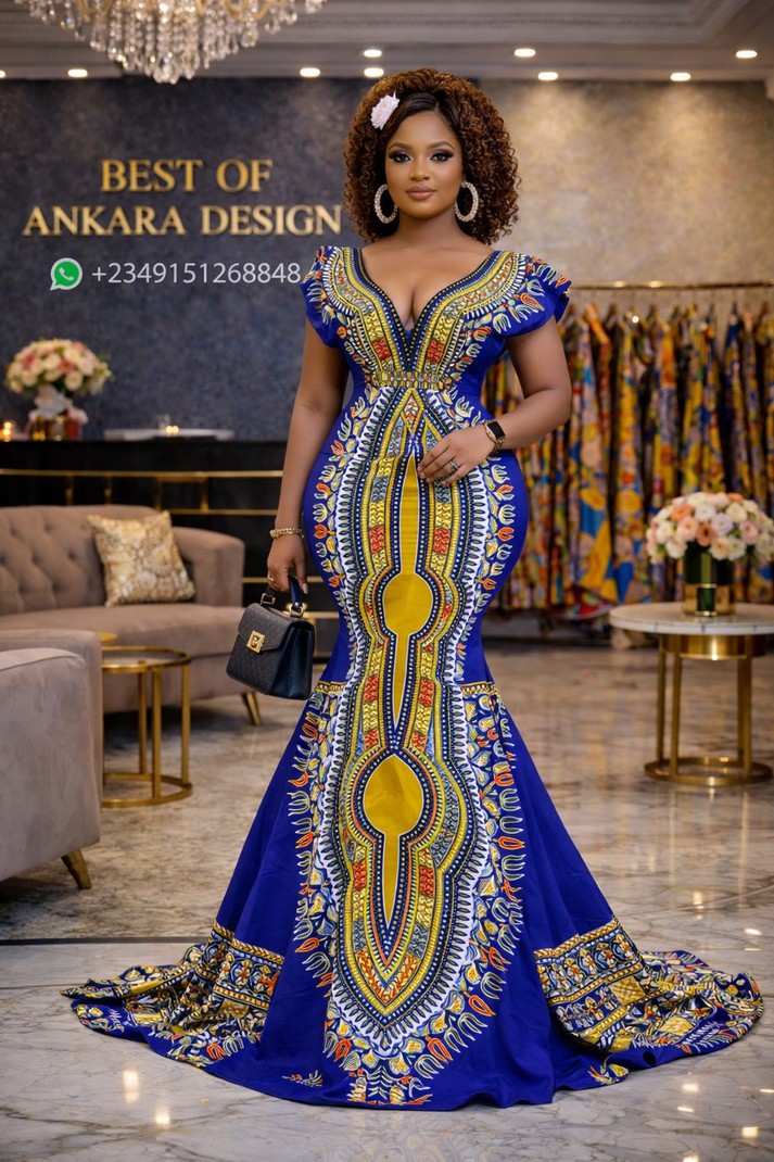Ankara Mermaid Dress  Luxury African Evening Gown by bestofankaradesig -  ANKA