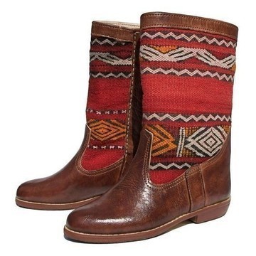 BIG SALE! Genuine leather boots with Kilim Handmade by Cuiroma craftsmen in Morocco