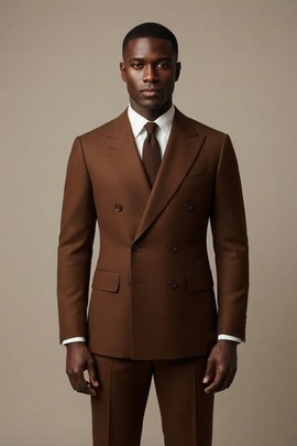 Costume croisé marron foncé