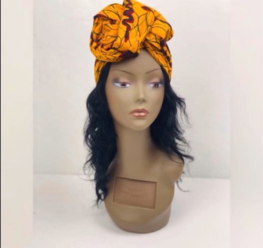 African Print Ankara Yellow Patterned Multicolor Cotton Headwrap