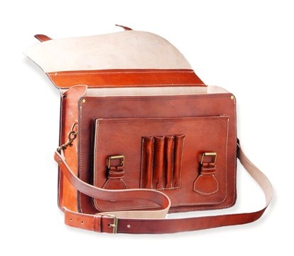 100% handmade genuine leather business briefcase.