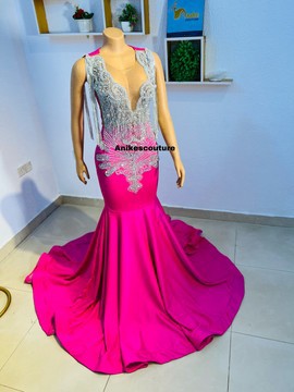 Pink prom dress, African clothing for women, prom dress