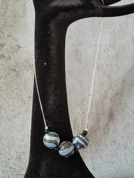 OBA 3 NDOP necklace in WAX fabric-loincloth beads and 925 silver
